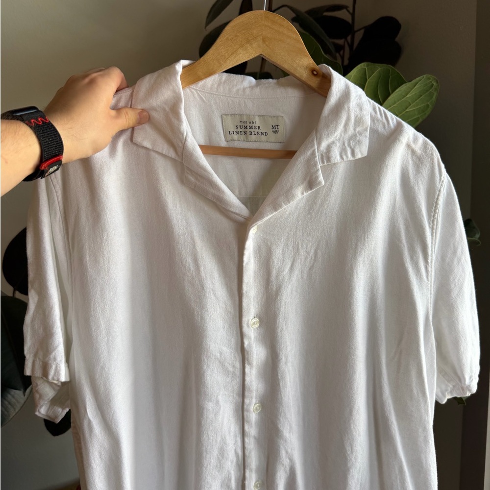 Abercrombie and Fitch Camp Collar Summer Linen-Blend Shirt